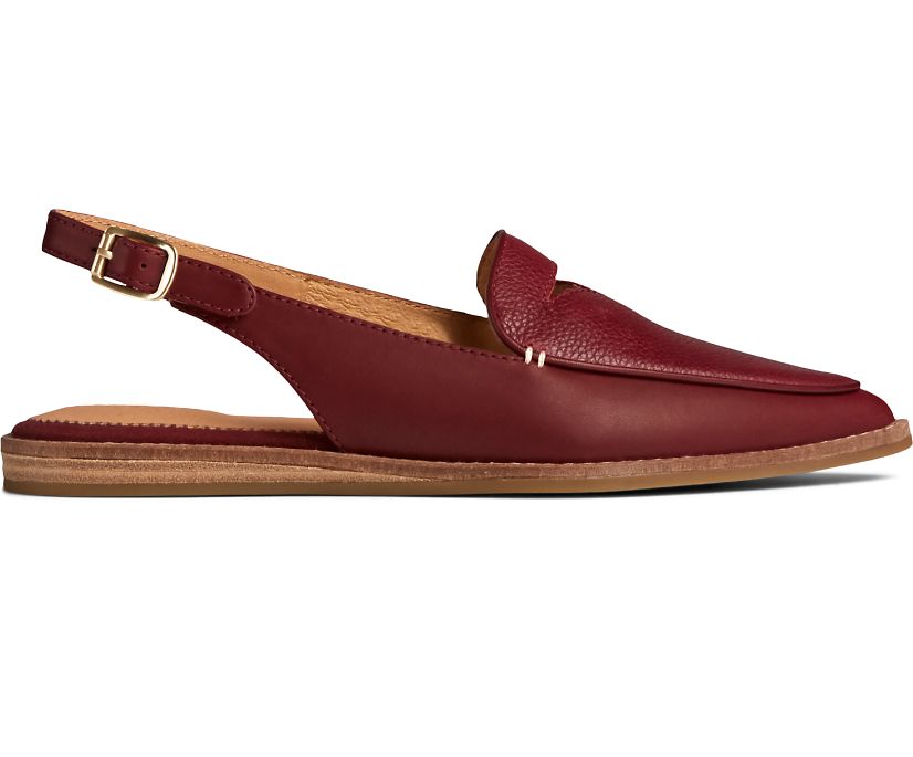 Sperry Saybrook Tumbled Leather Slingback Mules - Women's Mules - Dark Red [CE4958310] Sperry Top Si